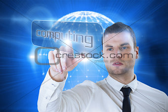 Businessman pointing to word computing