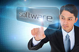 Businessman pointing to word software