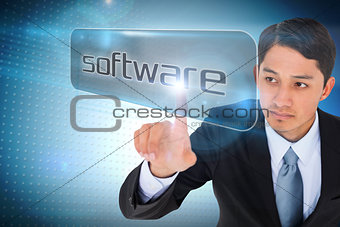 Businessman pointing to word software