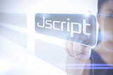 Businesswoman pointing to word jscript