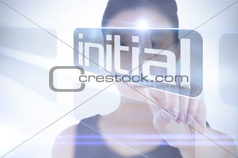 Businesswoman pointing to word initial