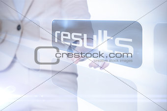 Businesswoman pointing to word results