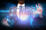 Businessman presenting the word online