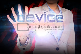 Businesswoman presenting the word device