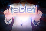 Businesswoman presenting the word tablet
