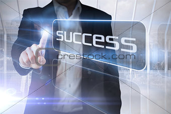 Businessman presenting the word success