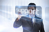 Businessman presenting the word support