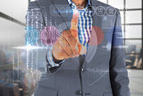 Businessman touching the word tools on interface