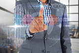Businessman touching the words product promotion on interface