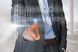 Businessman touching the words affliate marketing on interface
