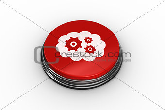 Composite image of cogs and wheels in cloud graphic on button