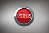 Virus on digitally generated red push button