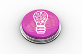 Composite image of light bulb with cogs graphic on button