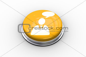 Composite image of businessman and speech bubble graphic on button