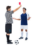 Referee sending off football player