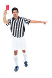 Serious referee showing red card