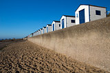 Blue and White Beach Huts, Southwold, Suffolk, England