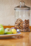 Counter top with cookies and fruit
