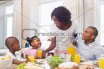 Happy family enjoying a healthy meal together