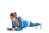 Young woman in basic plank posture