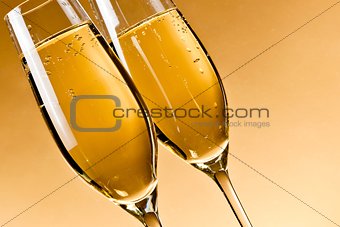 filled glasses of champagne