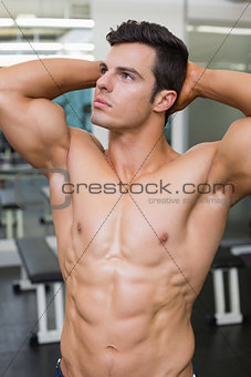 Muscular man looking away