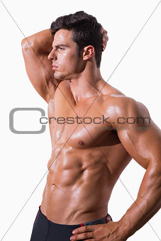Young shirtless muscular man