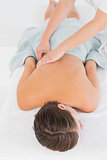 Attractive young woman receiving back massage