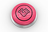 Handshake graphic on  pink button