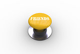 Friends on blue push button
