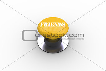 Friends on blue push button