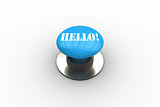 Hello on blue push button