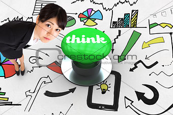 Think against digitally generated green push button
