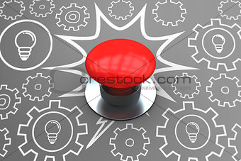 Composite image of digitally generated red push button