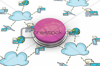 Composite image of shiny pink push button