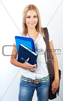 Happy female teen student portrait
