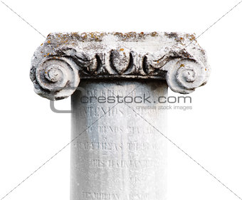 ancient stone classic column isolated