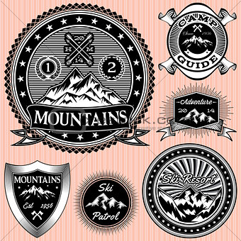 set of vector emblems  with mountains