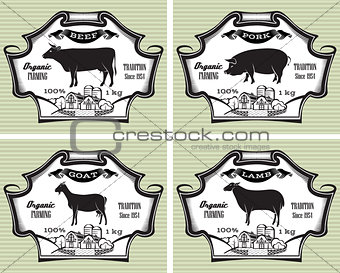 icons pig, cow, sheep, goat