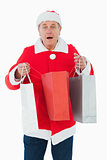 Festive man holding shopping bags