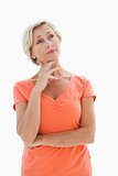 Thinking older woman with arms crossed