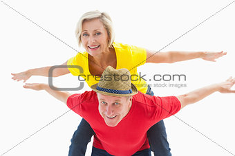 Mature couple joking about together