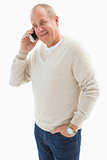 Happy mature man on the phone