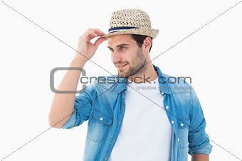 Handsome hipster wearing a trilby
