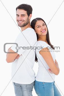 Happy couple smiling at camera