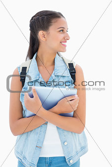 Pretty student holding her tablet pc