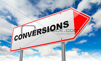 Conversions on Red Road Sign.
