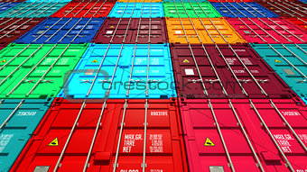 Lots of Colorful Cargo Containers.
