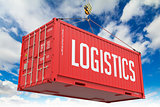 Logistics - Red Hanging Cargo Container.
