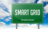 Smart Grid on Highway Signpost.